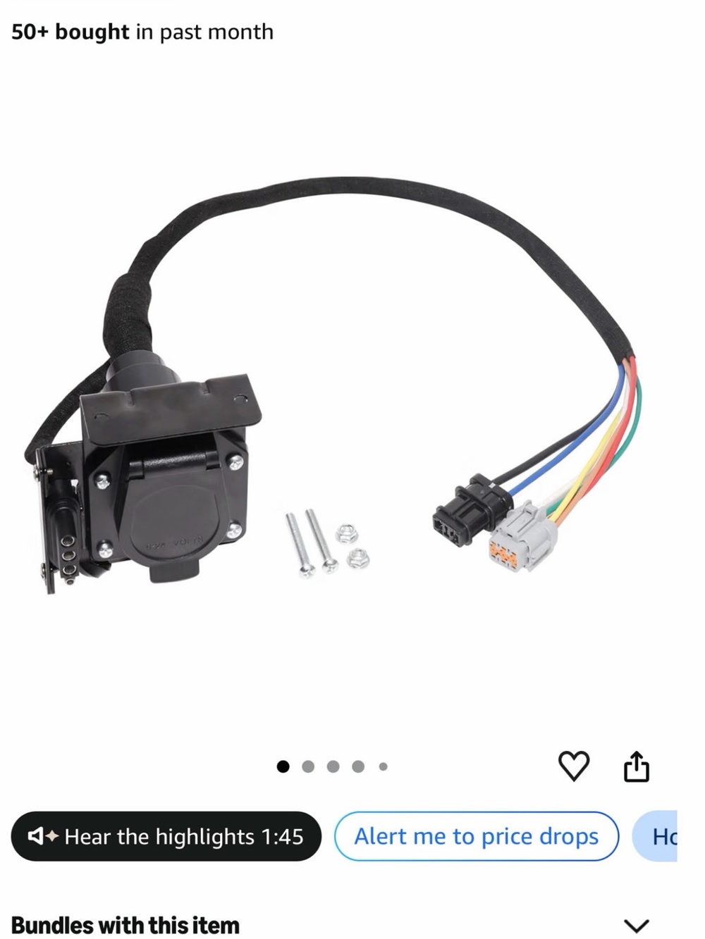Black 7-Way Trailer Connector for Nissan rogue, Xterra and Suzuki equator